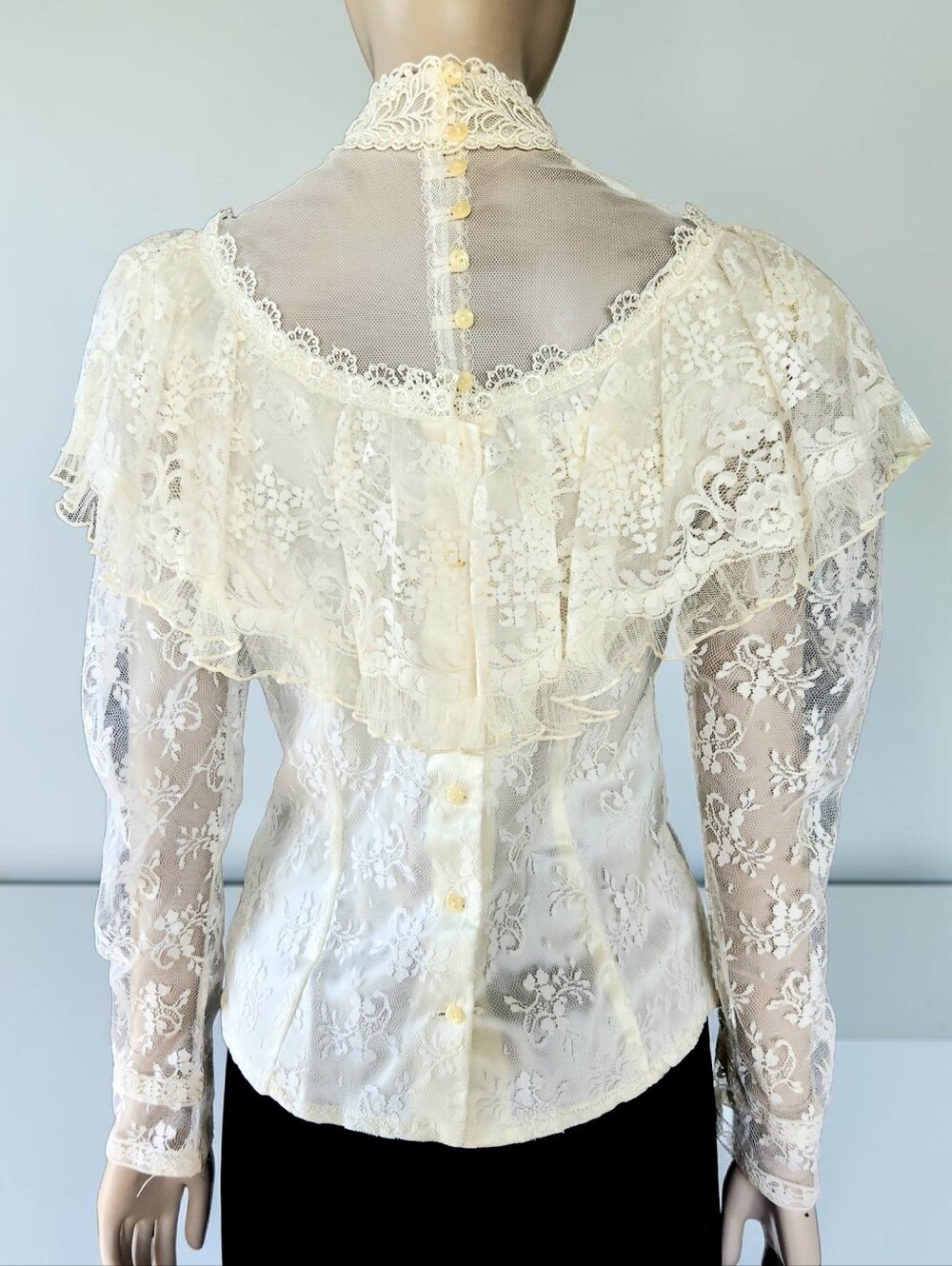 Vintage Jessica Mcclintock Lace Blouse Velvet Maxi Skirt Set Womens 11-12 1980s - Picture 7 of 16